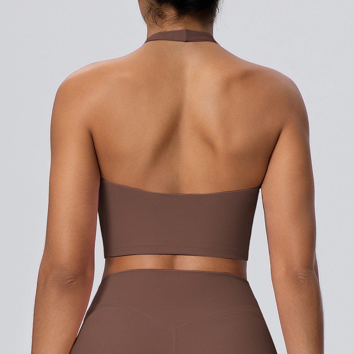 Solid Color Halter Beauty Back Nude Feel Yoga Vest Top Chest Pad Sports Bra Underwear Fitness Yoga Wear