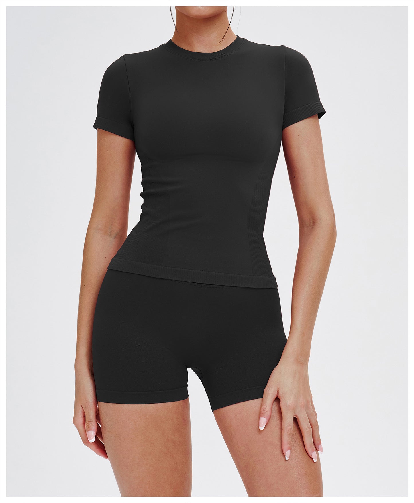 Seamless Yoga Short Sleeve round Neck Comfortable Sports Tight Yoga T shirt Outdoor Running Top