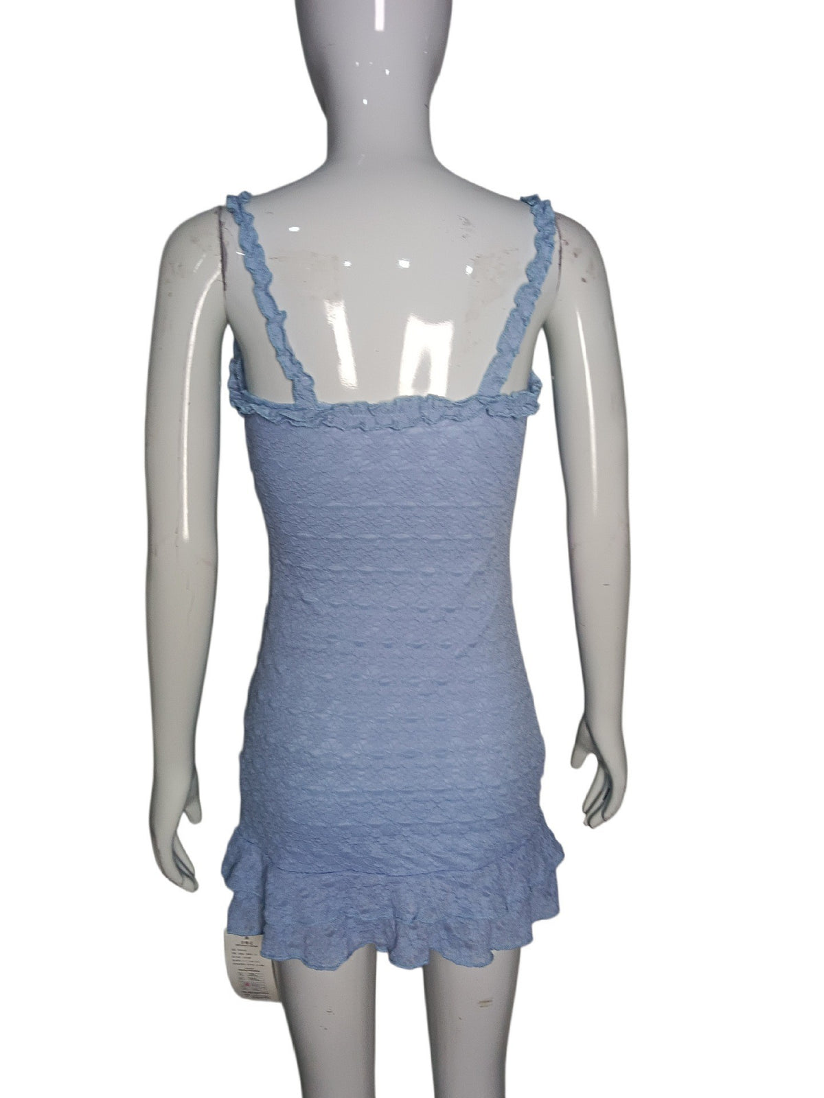 Sexy Blue Strap Dress Women Summer Slim Fit Waist Trimming Ruffles Dress Sexy Tight Sheath Short Dress