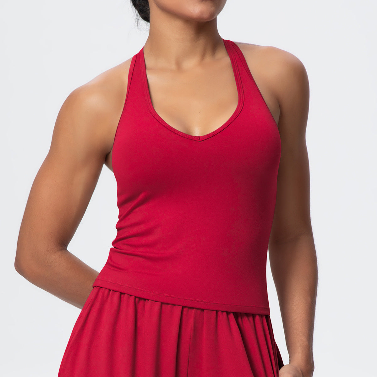 Brushed Solid Color Yoga Vest V Shaped Tight Back Spaghetti Strap Sports Underwear Running Workout Fitness Clothes