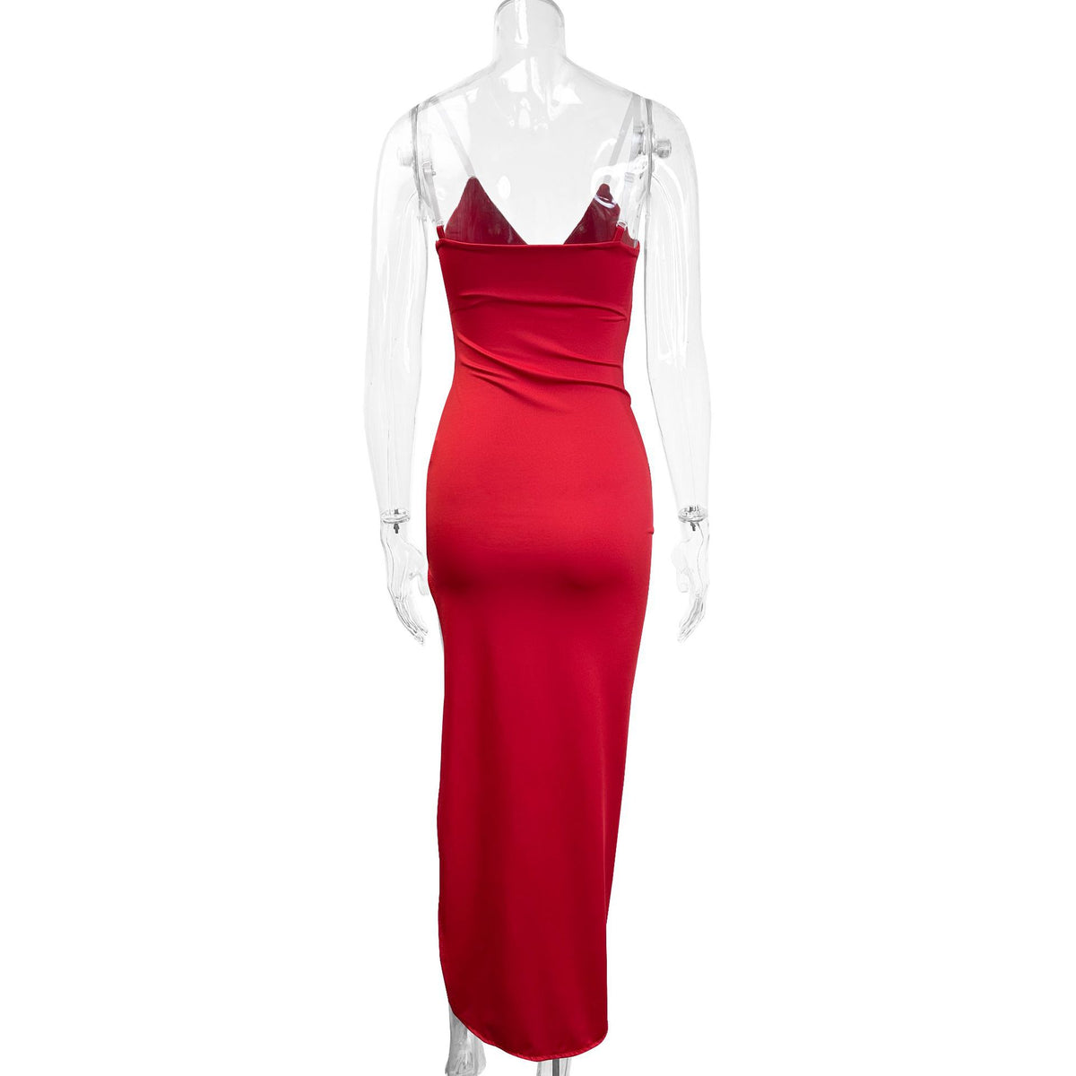 V neck Sexy Slim Fit Backless Split Sling Jumpsuit Long Sleeveless Dress