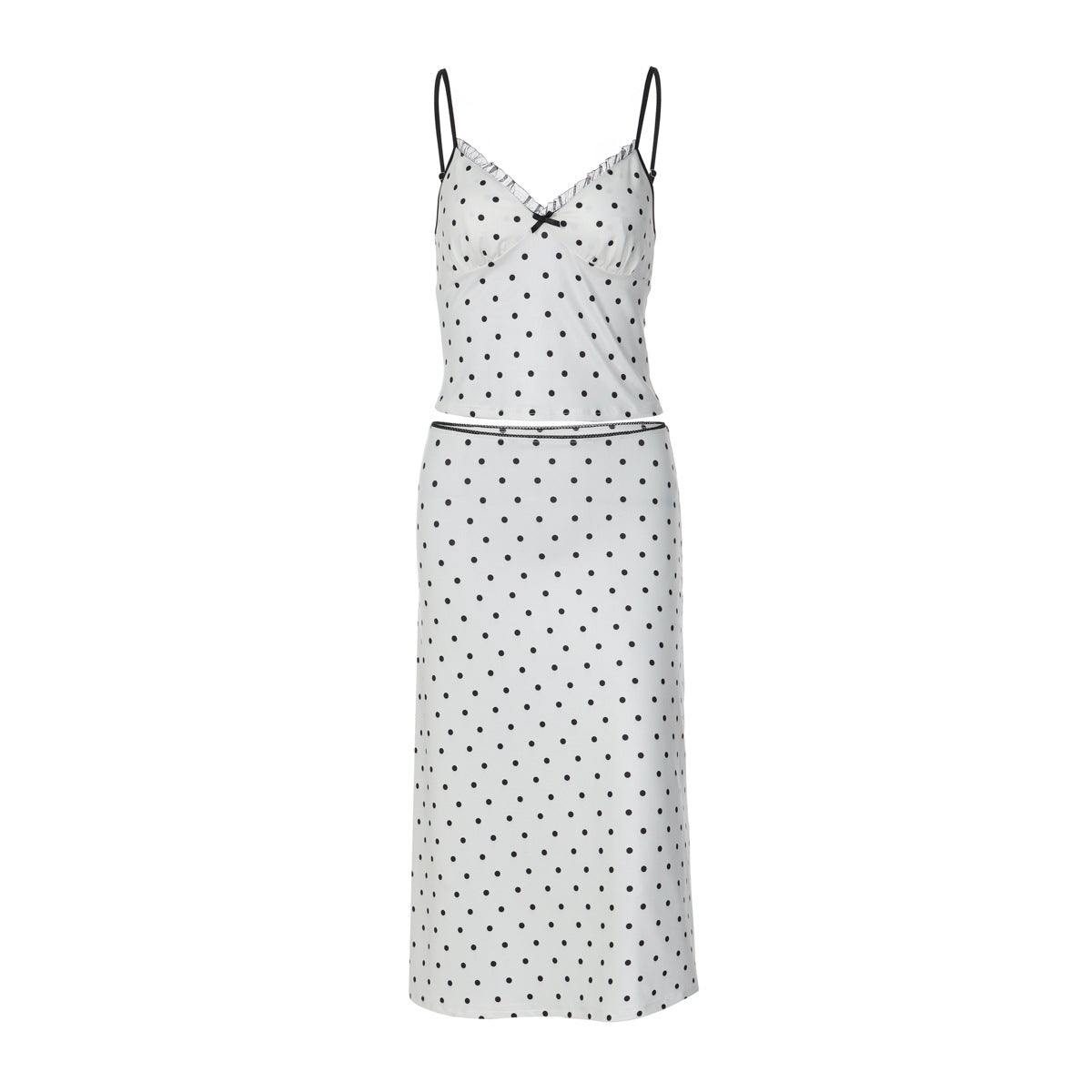 Women Clothing Winter Polka Dot Sexy Sling Slim Skirt Two Piece Set