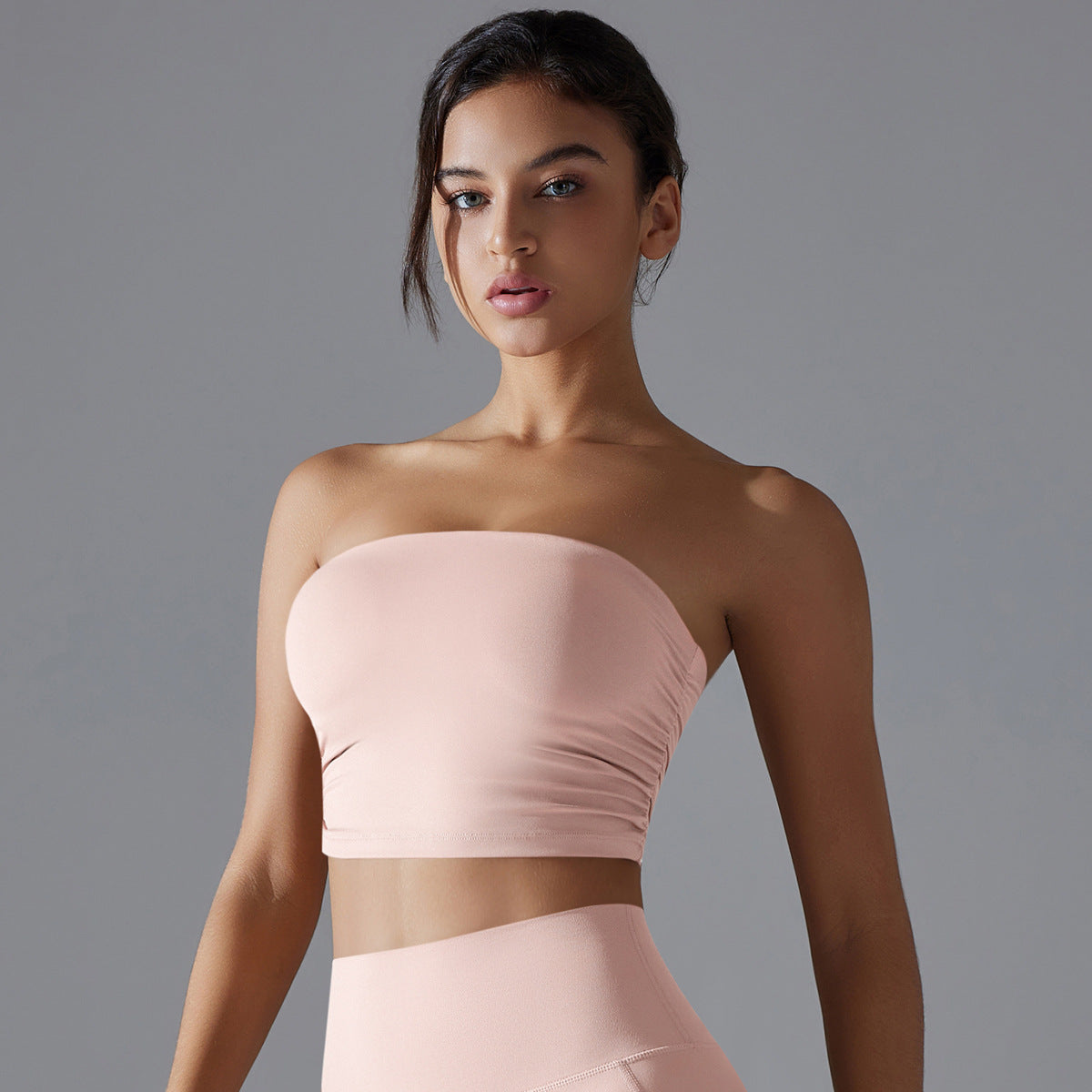 One Piece Nude Feel Sports Underwear Anti Exposure Inner Tube Top Base Workout Top Skinny Yoga Clothes Women