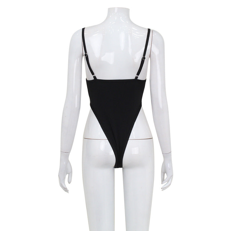 Women Clothing Sexy U Neck Sleeveless Jumpsuit High Waist Sexy Figure Flattering Top