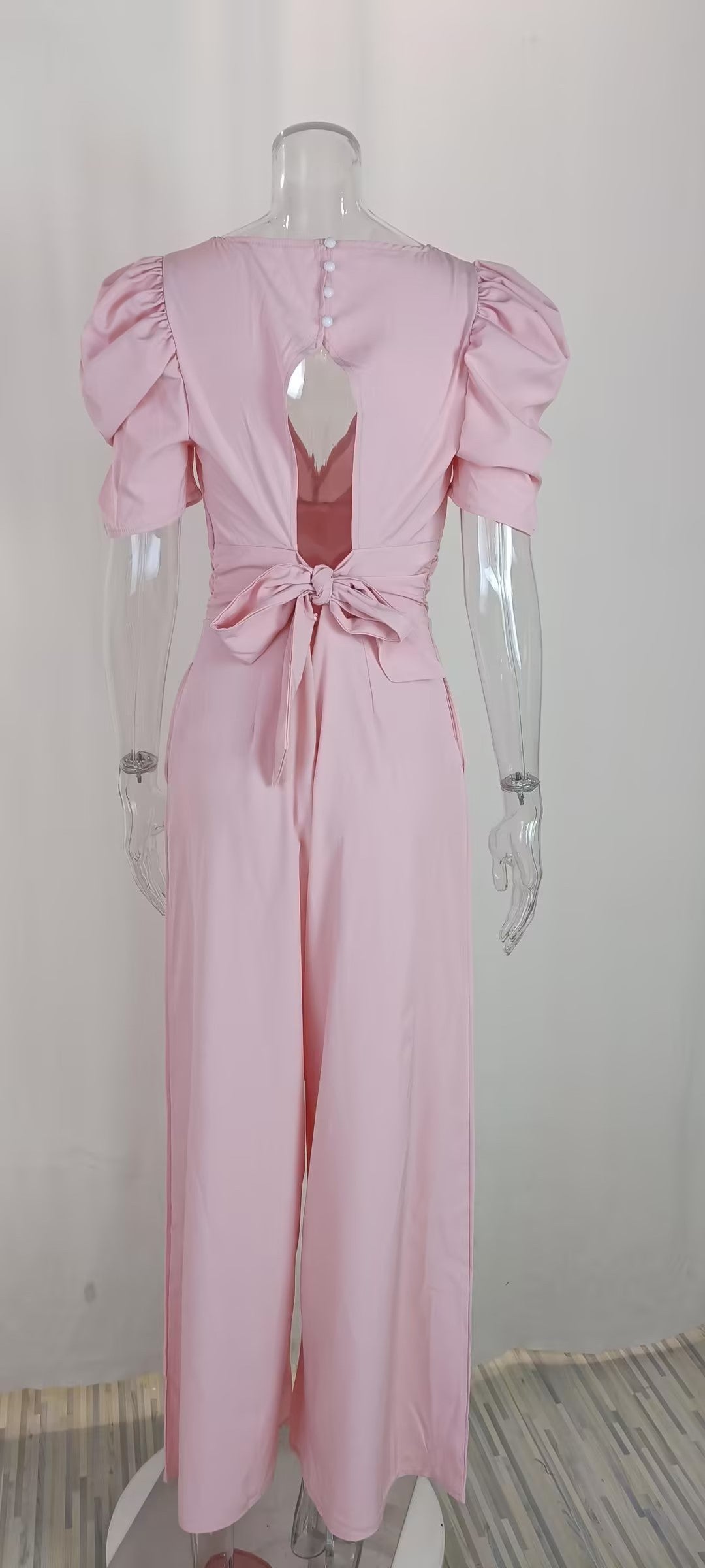 Women Clothing Short Sleeve Elegant Wide Legs Jumpsuit