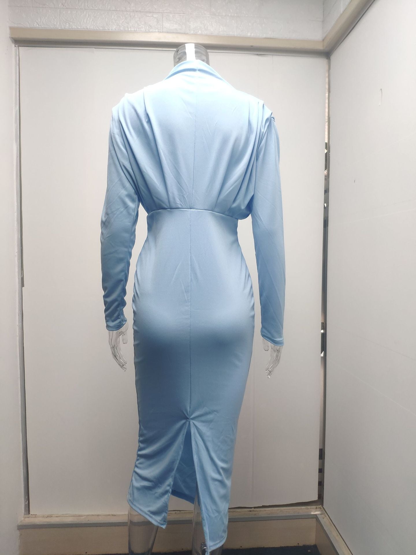 Autumn Waist-Controlled Western Solid Color Long Sleeve Dress