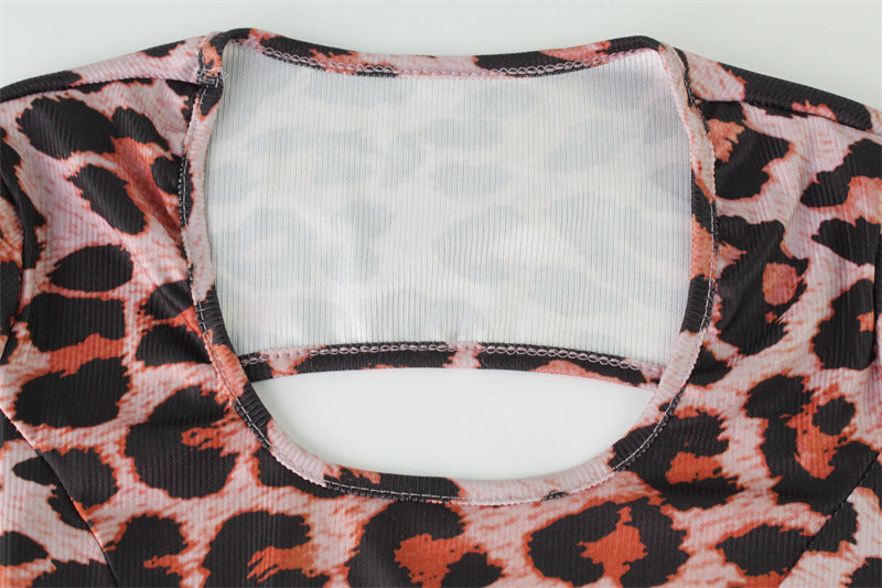 Summer Women Sexy Leopard Print Short Sleeve Backless Romper Sexy Jumpsuit for Women