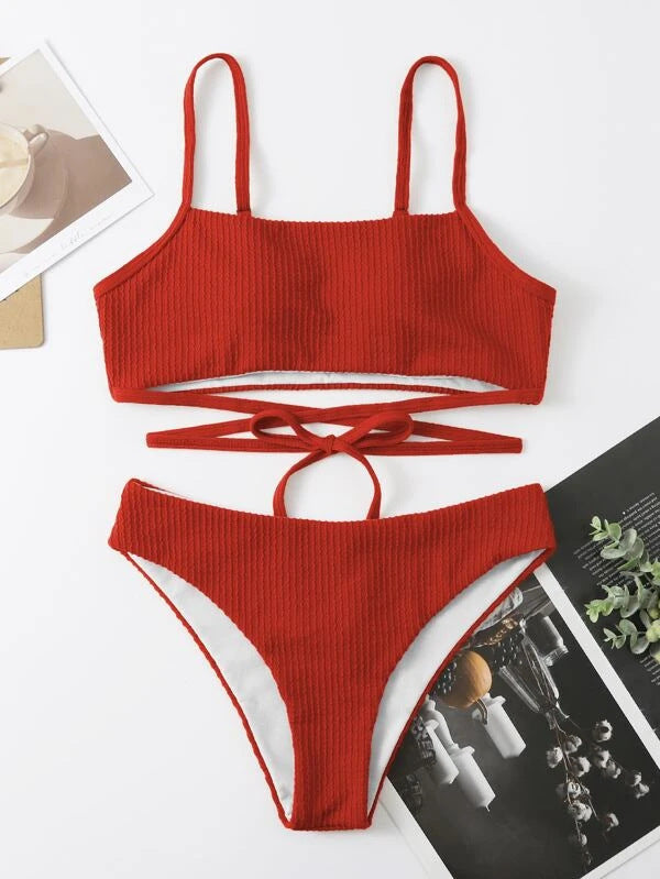 Swimsuit Split Swimwear Women Bikini Sexy High Waist Tether Swimsuit Women Swimwear