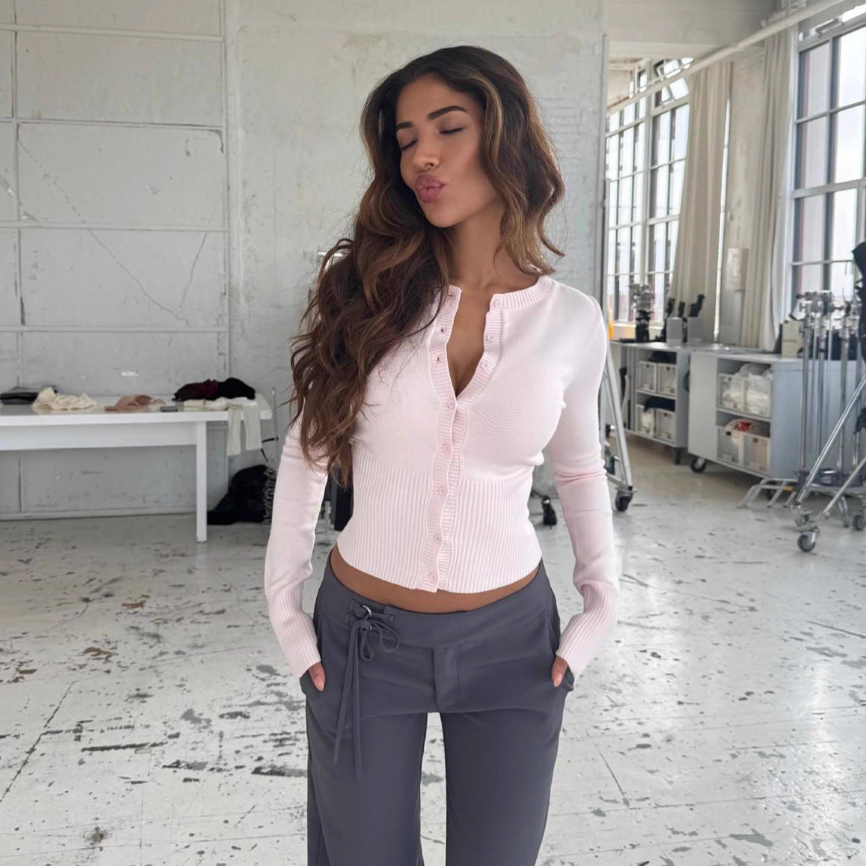 Knitted Long Sleeve Cardigan Autumn Winter Slim Knit Bottoming Shirt Sweater Cardigan Women