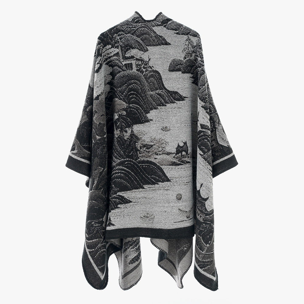 Products Women Shawl Scarf Minority Thickened Koi Pattern Cloak Travel Photography Outerwear