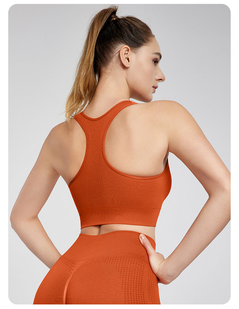 Spring Summer Beauty Back Exercise Underwear Fixed Cup Breathable Hole Workout Bra Nude Feel Skin Friendly Yoga Bra Wear Free Bra