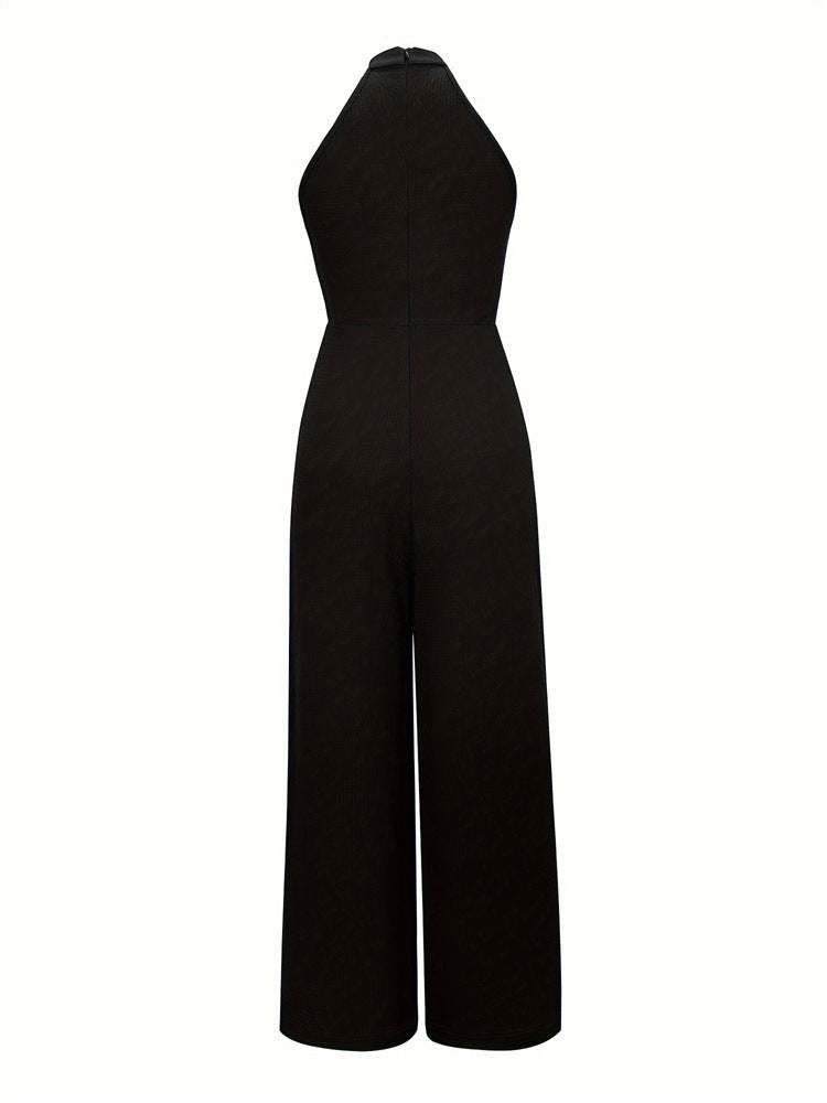 Women Clothing Jumpsuit Women One Piece High Waist Solid Color Elegant Halter Sleeveless Jumpsuit Goddess