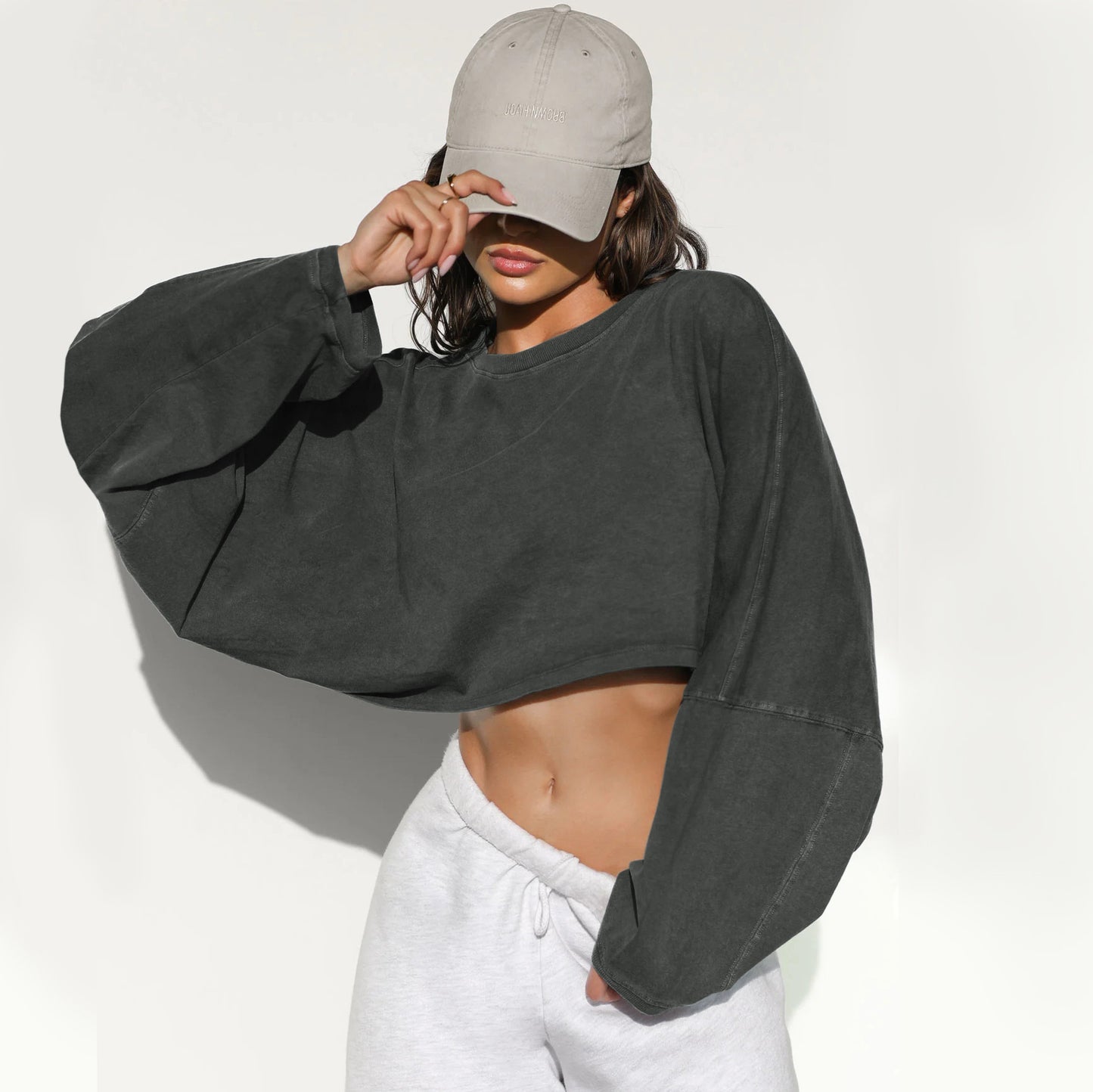Popular round Neck Sweatshirt Women Clothing Short Sports Bottoming Shirt T shirt Knitwear Long Sleeve Top