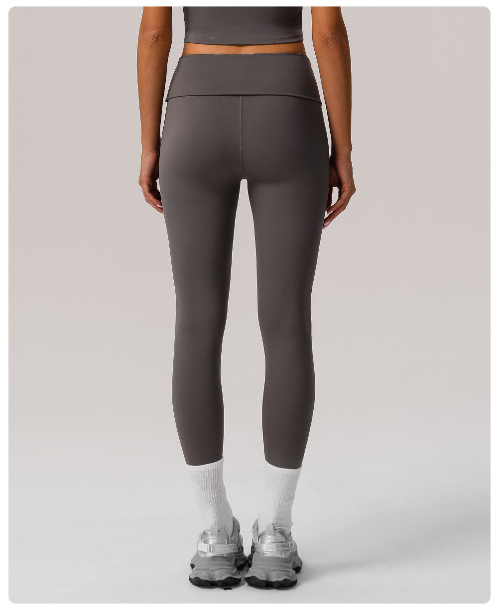 Tight Folding Yoga Ninth Pants High Waist Hip Lift Quick Drying Fitness Pants No T Line Outer Wear Casual Sports Pants