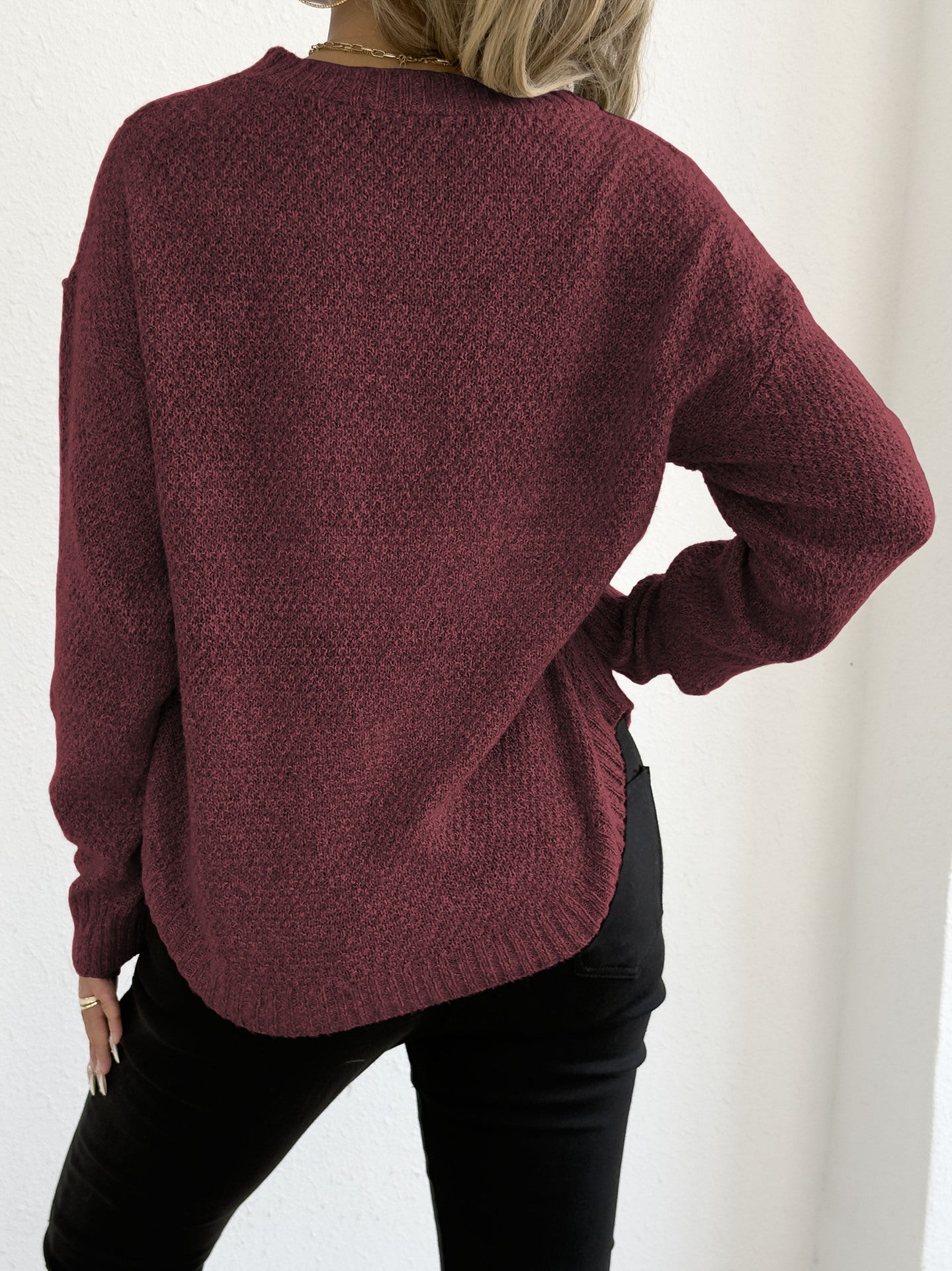 Women Autumn Winter Pullover Top Women Clothing Velvet Woven Sweater Casual Bottoming Shirt round Neck Sweater