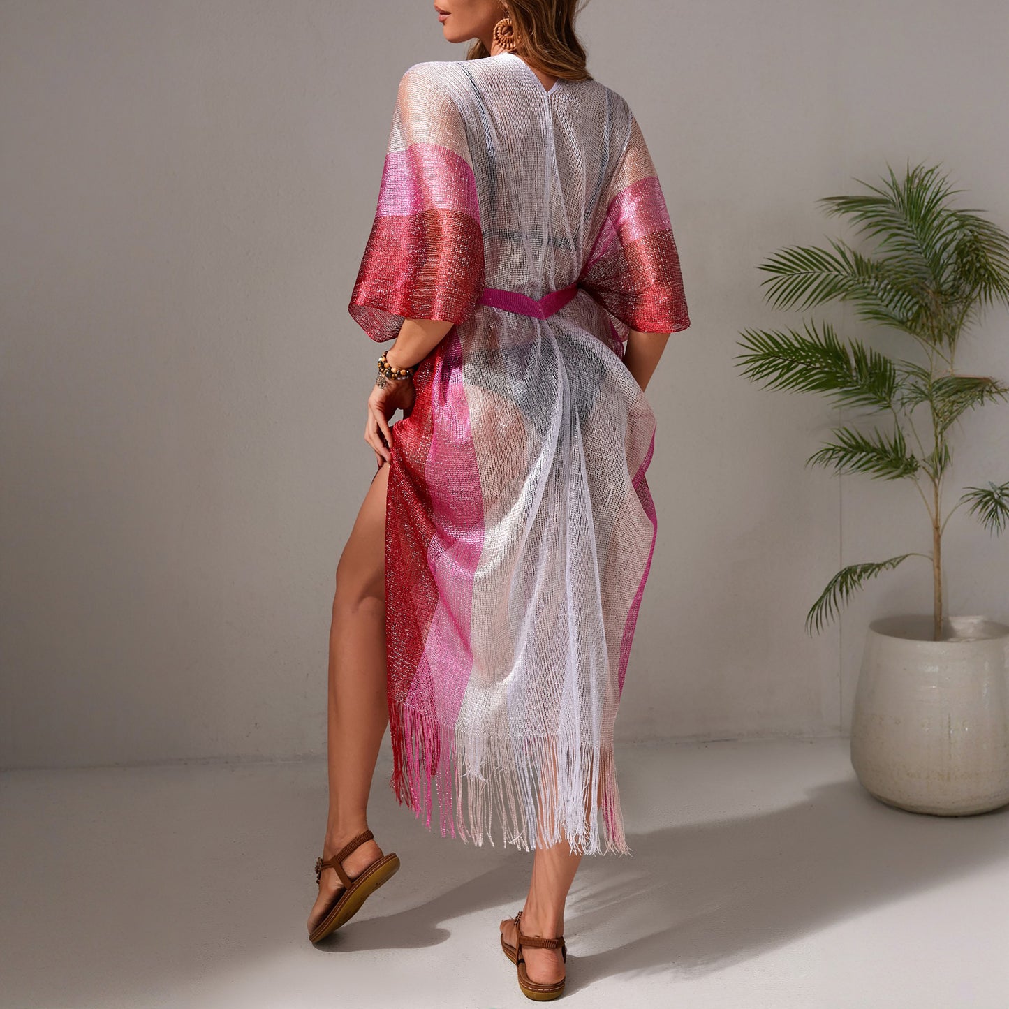 Beach Dress Women Casual Vacation Gradient Bikini Swimsuit Blouse Sun Protective Clothing Cardigan