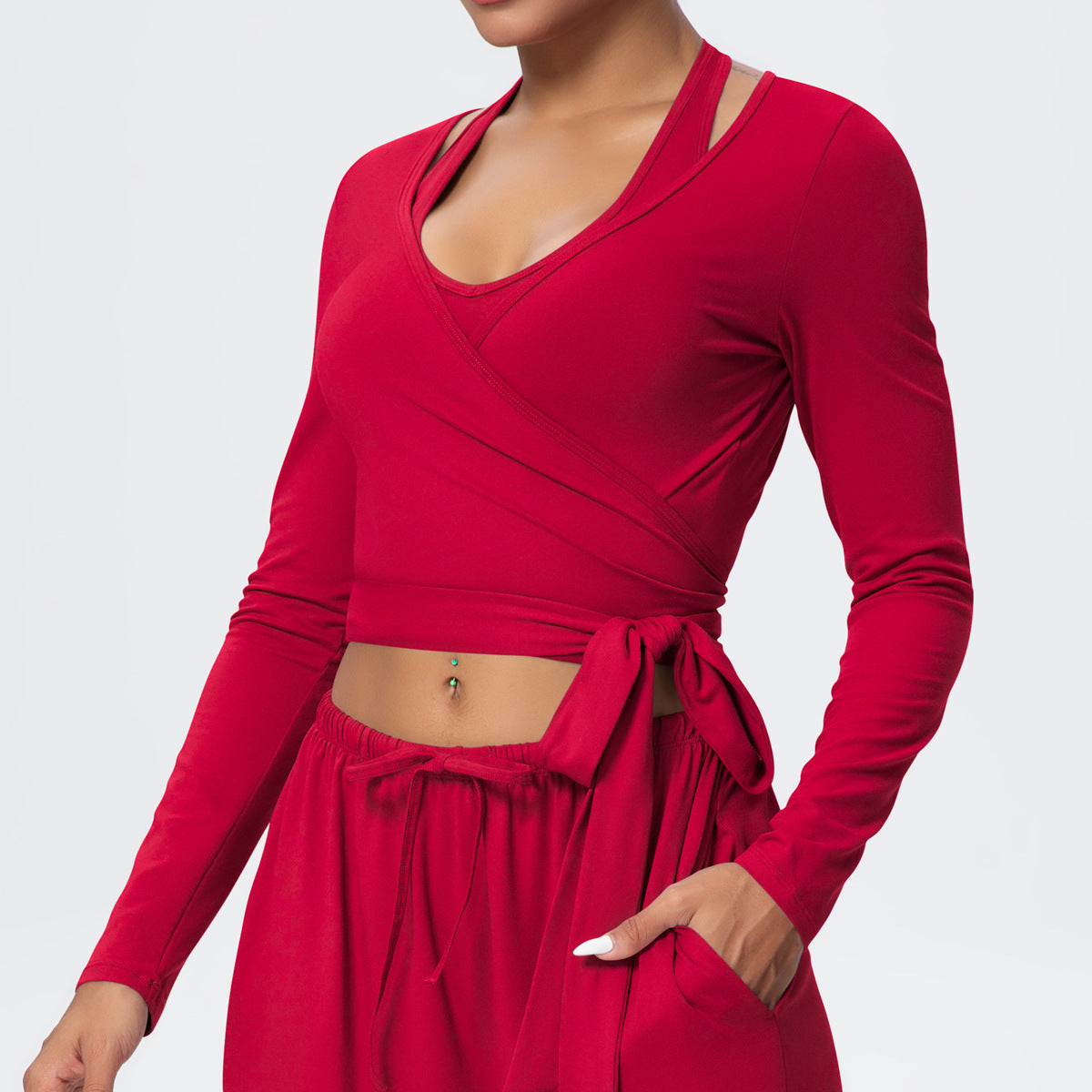 Brushed Yoga Long Sleeve Strap Personalized Yoga Clothes Outdoor High Grade Sports Fitness Clothes