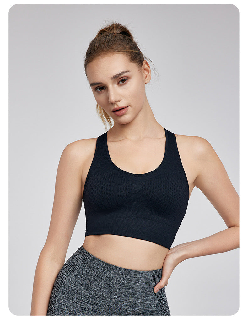 Spring Summer Beauty Back Exercise Underwear Fixed Cup Breathable Hole Workout Bra Nude Feel Skin Friendly Yoga Bra Wear Free Bra