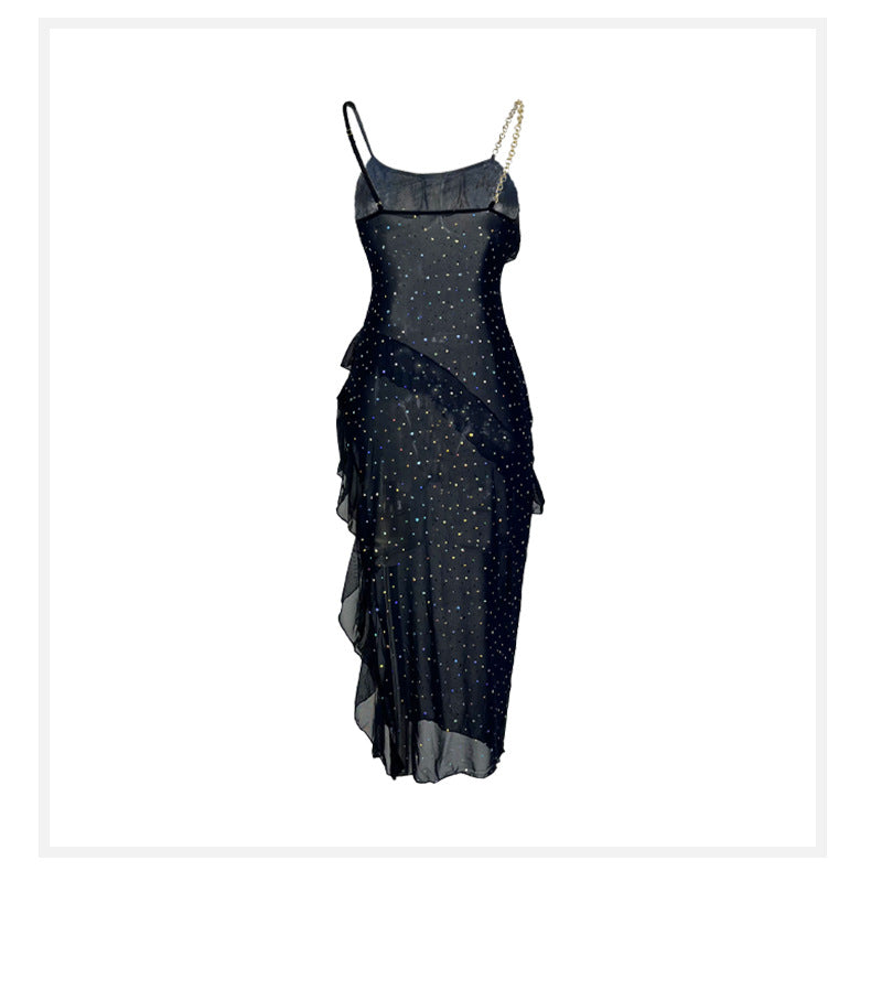 Supply Thin Mesh Cinched Strap Dress Sexy See through Private Room Seductive Nightdress