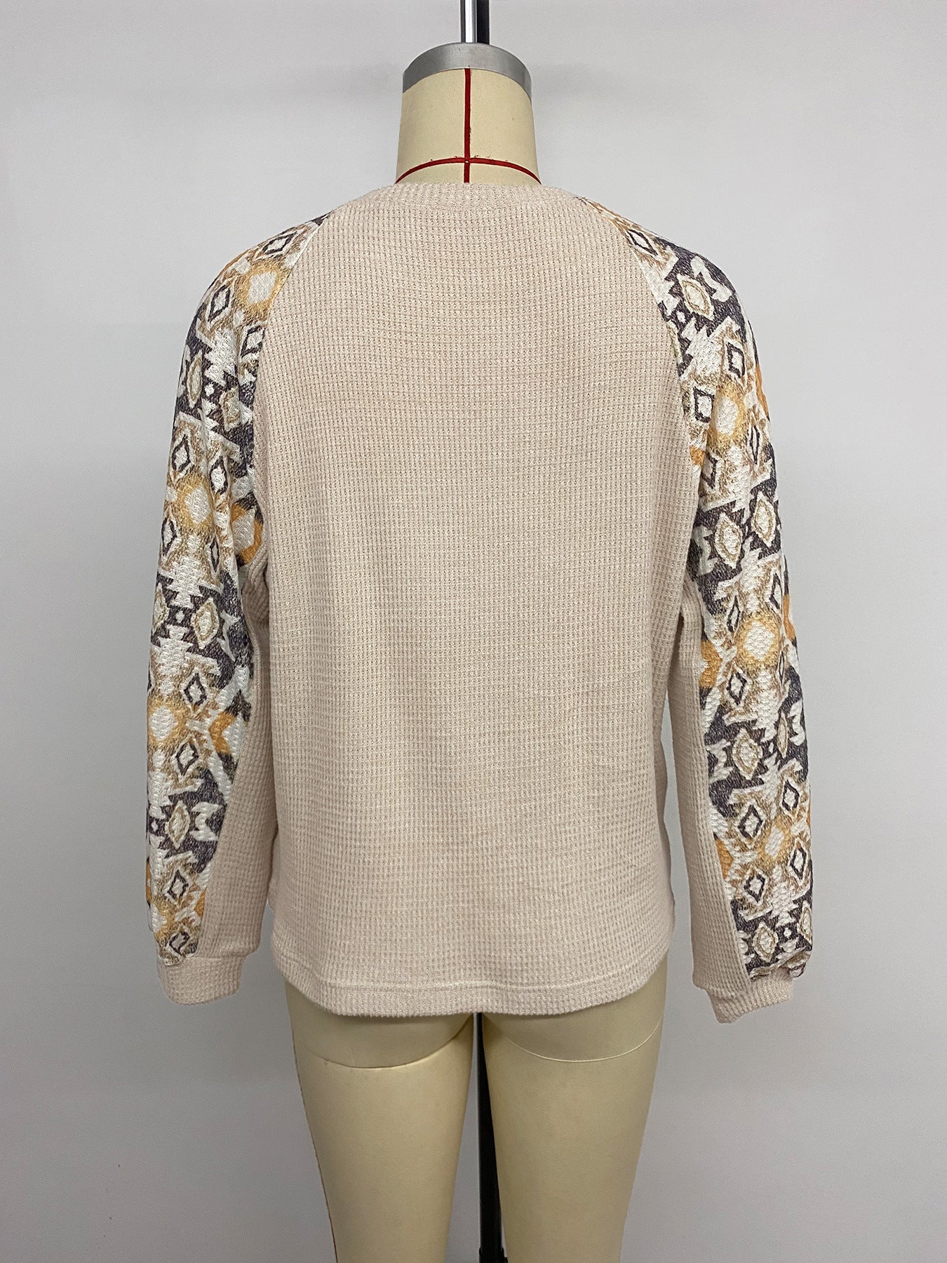 Women Clothing Russia Fall Winter Bottoming Top Stitching Long Sleeve round Neck Ethnic T shirt