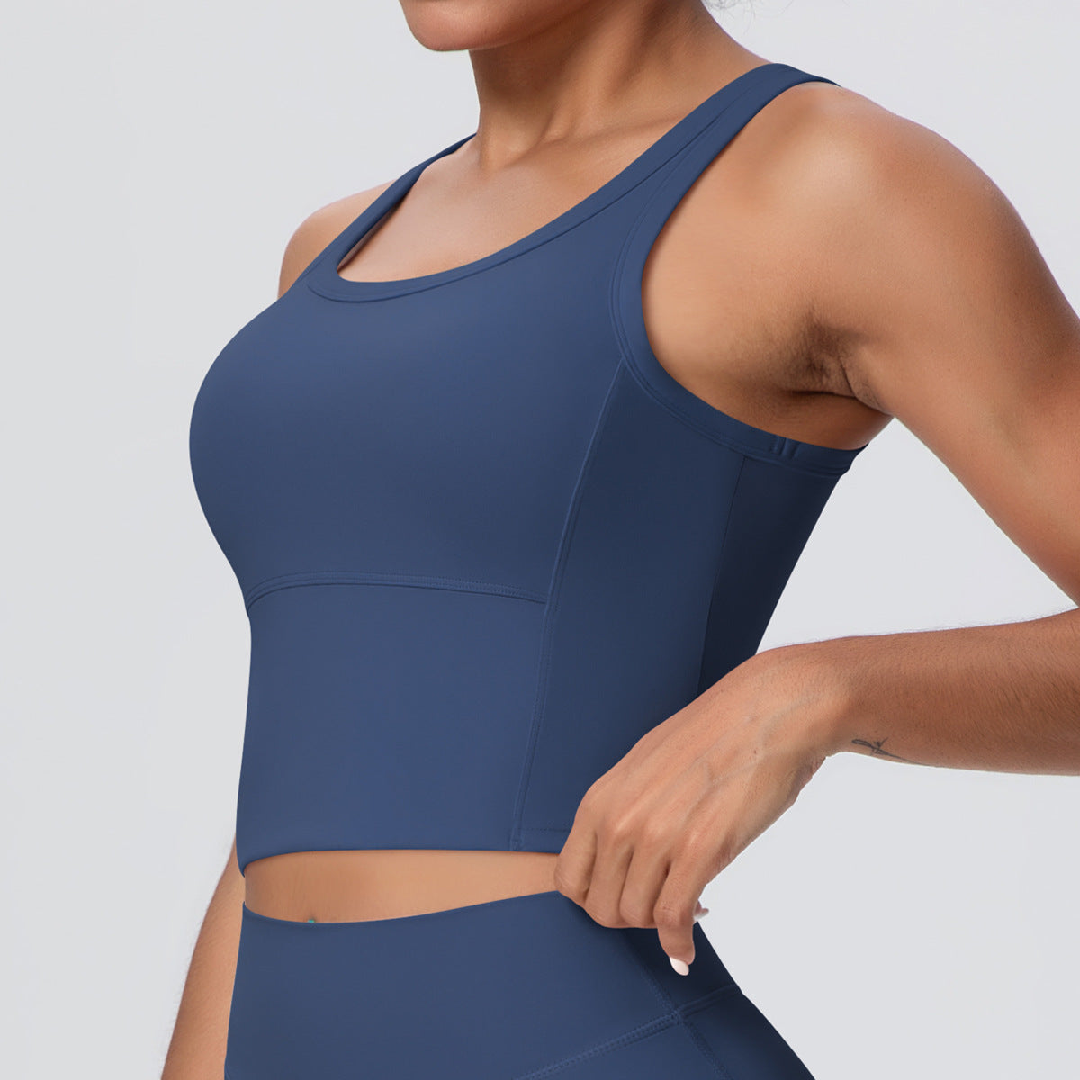 Solid Color Nude Feel Skin Friendly Yoga Jacket with Chest Pad Workout Bra Beauty Back Fitness Vest Sports Underwear for Women