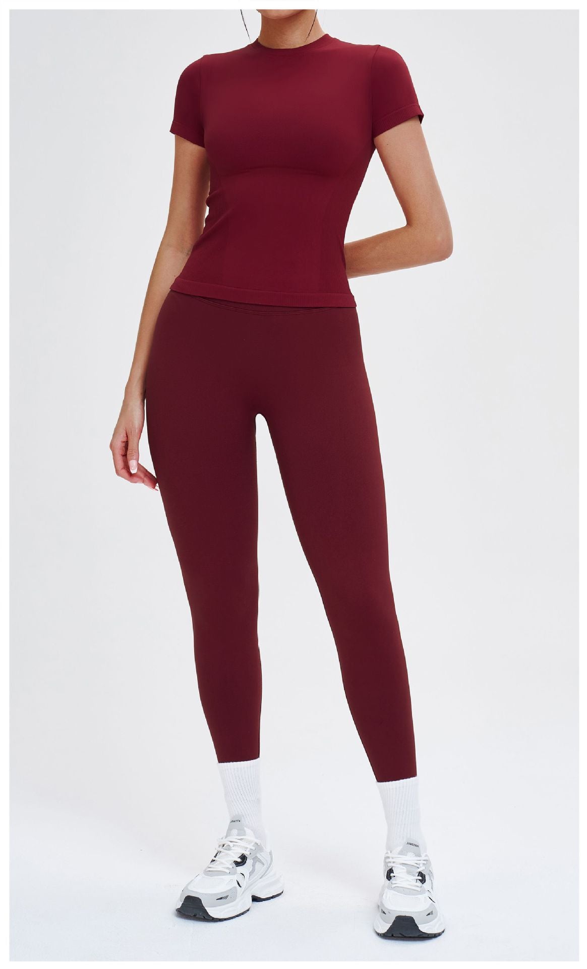 Seamless Yoga Short Sleeve round Neck Comfortable Sports Tight Yoga T shirt Outdoor Running Top