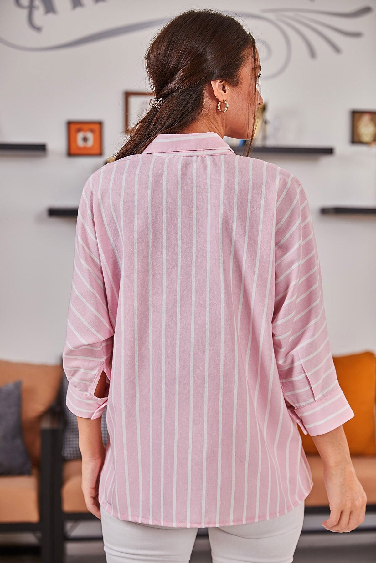 Women Clothing Striped Shirt Women Vacation Sun Protection Loose Casual Shirt