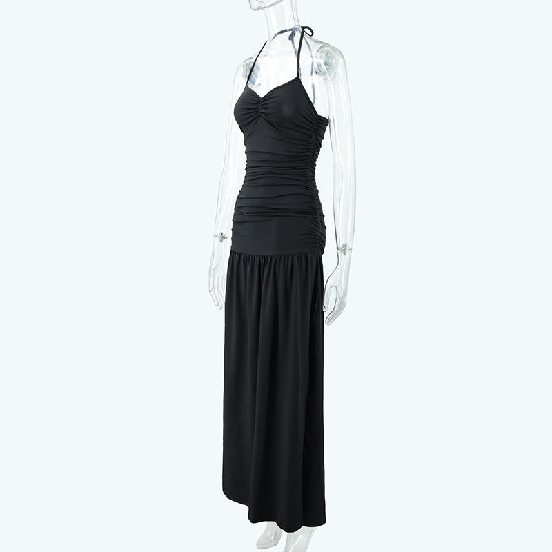 Women Clothing Sexy Halter Slim Fit Backless Hip Side Slit Maxi Dress