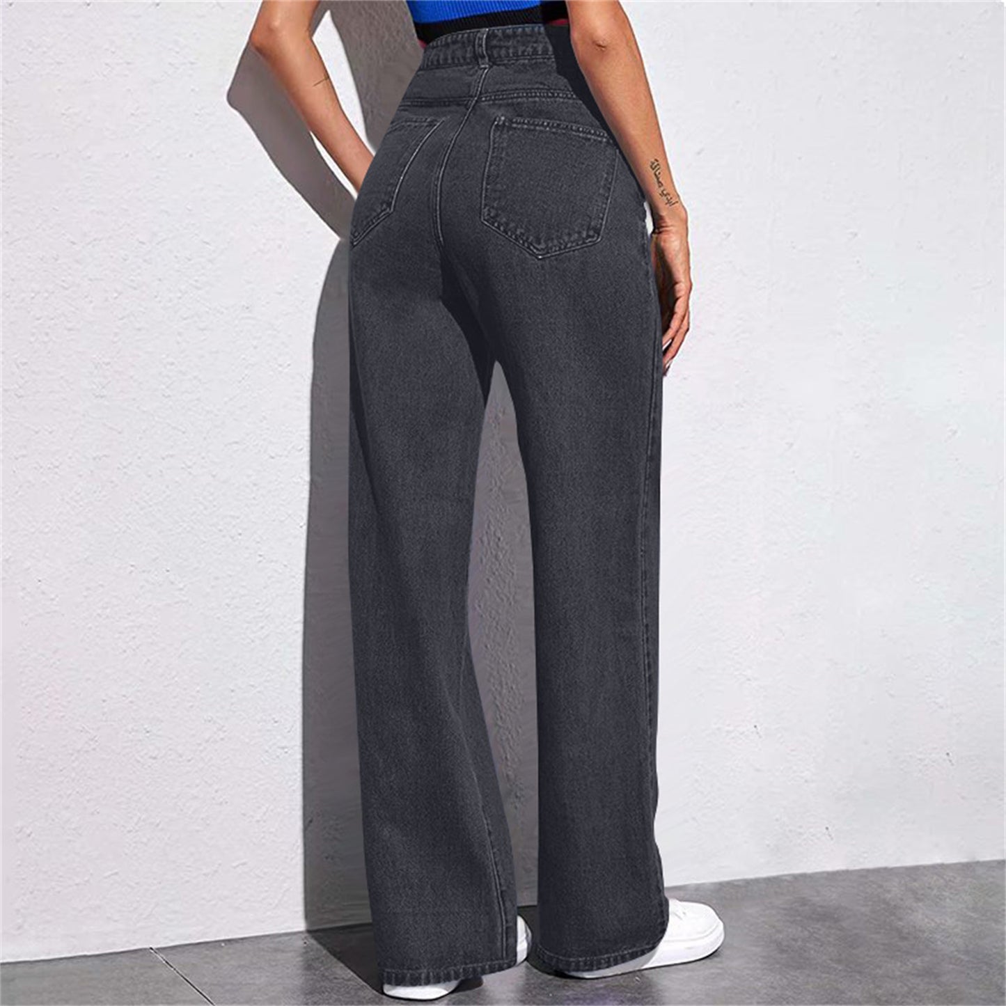 High Waist Wide Leg Jeans Women Slimming Straight Retro Drape