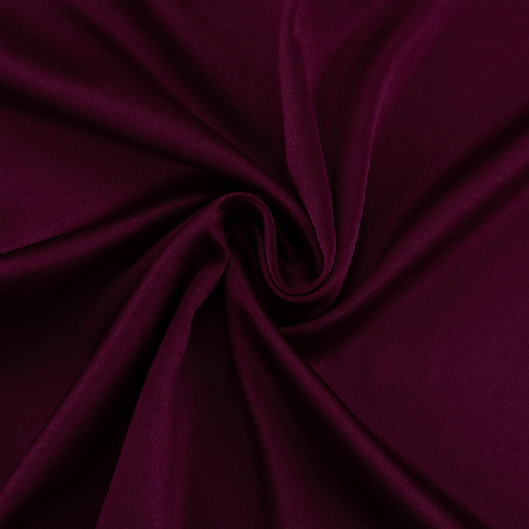 Women Clothing Wine Red Long Skirt Spring Autumn Simple Temperamental All Match High Waist Satin Hip Skirt