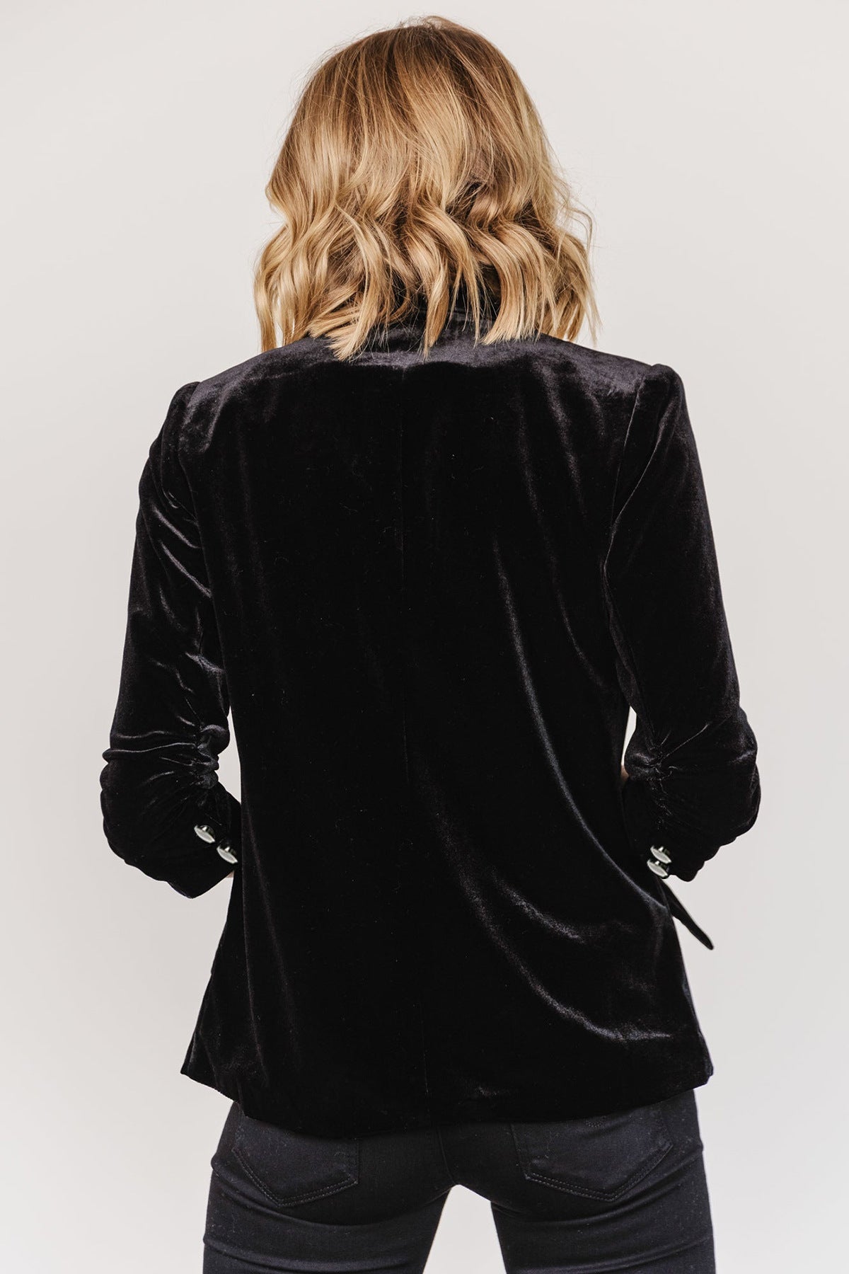 Coat Women Spring Autumn Gold Velvet Diagonal Pocket Collared Long Sleeve Small Blazers