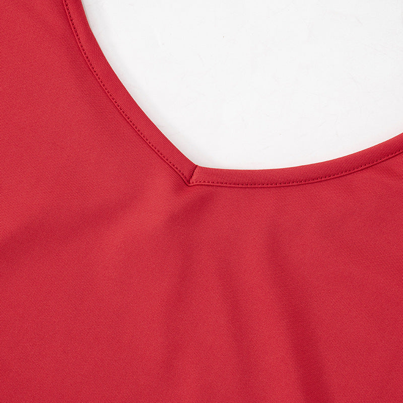 Women Clothing Low Collar Backless Simple Sheath