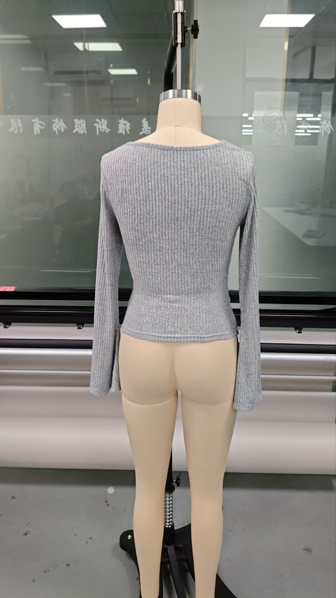 Autumn Winter Women Clothing Ribbing Bottoming Sweater off the Shoulder Slim Knitted Long Sleeved Top Office