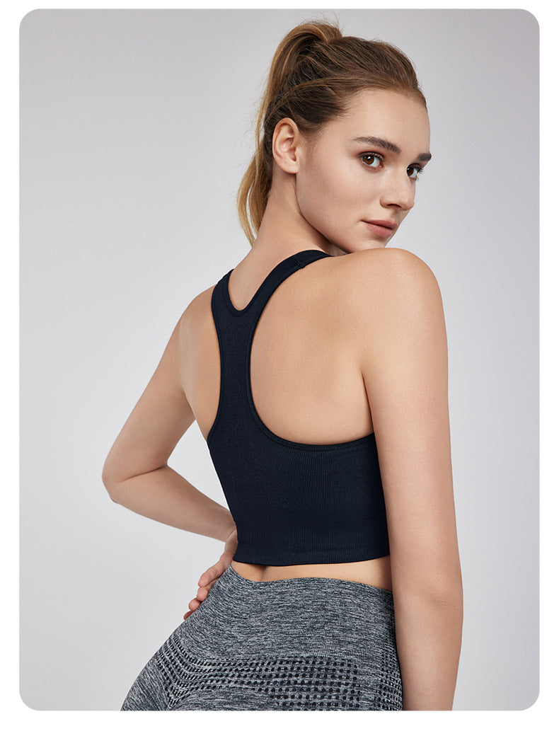 Spring Summer Beauty Back Exercise Underwear Fixed Cup Breathable Hole Workout Bra Nude Feel Skin Friendly Yoga Bra Wear Free Bra