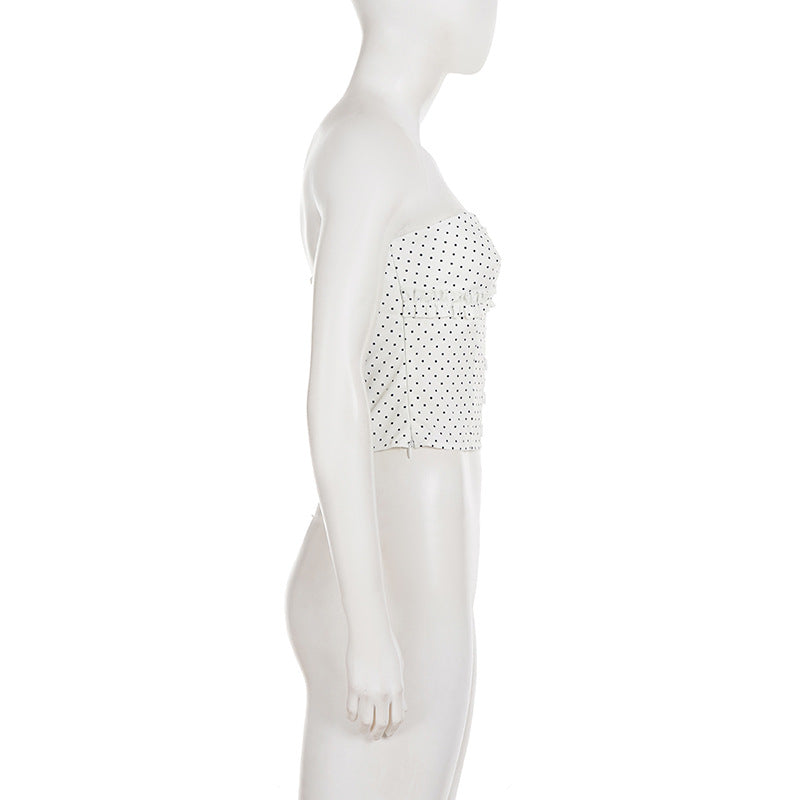Casual Polka Dot Tube Top Trousers Suit Sexy Sexy Breasted Sweet Spicy Two Piece Sets