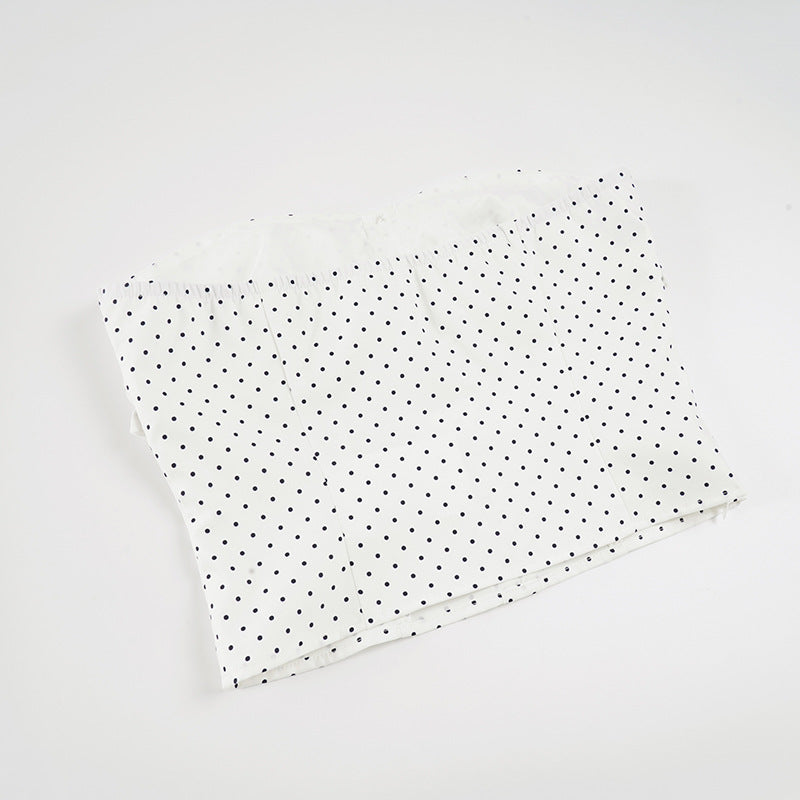 Casual Polka Dot Tube Top Trousers Suit Sexy Sexy Breasted Sweet Spicy Two Piece Sets