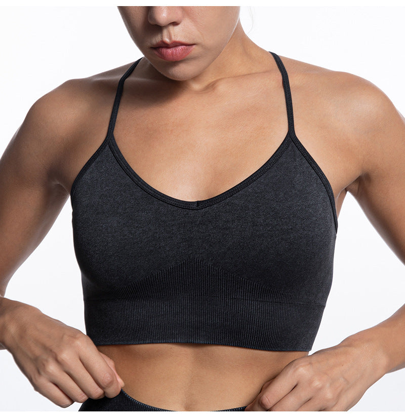 Fitness Clothes Women Autumn Winter Seamless Stone Washed Yoga Clothes Sports Bra Running Trousers Five Pieces Yoga Suit