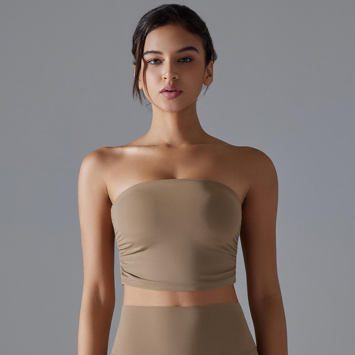One Piece Nude Feel Sports Underwear Anti Exposure Inner Tube Top Base Workout Top Skinny Yoga Clothes Women