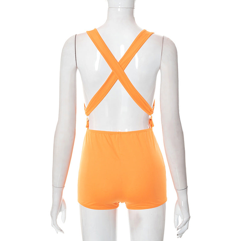 Women Wear Solid Color Fitness Bodybuilding Breathable Sexy Tight Romper