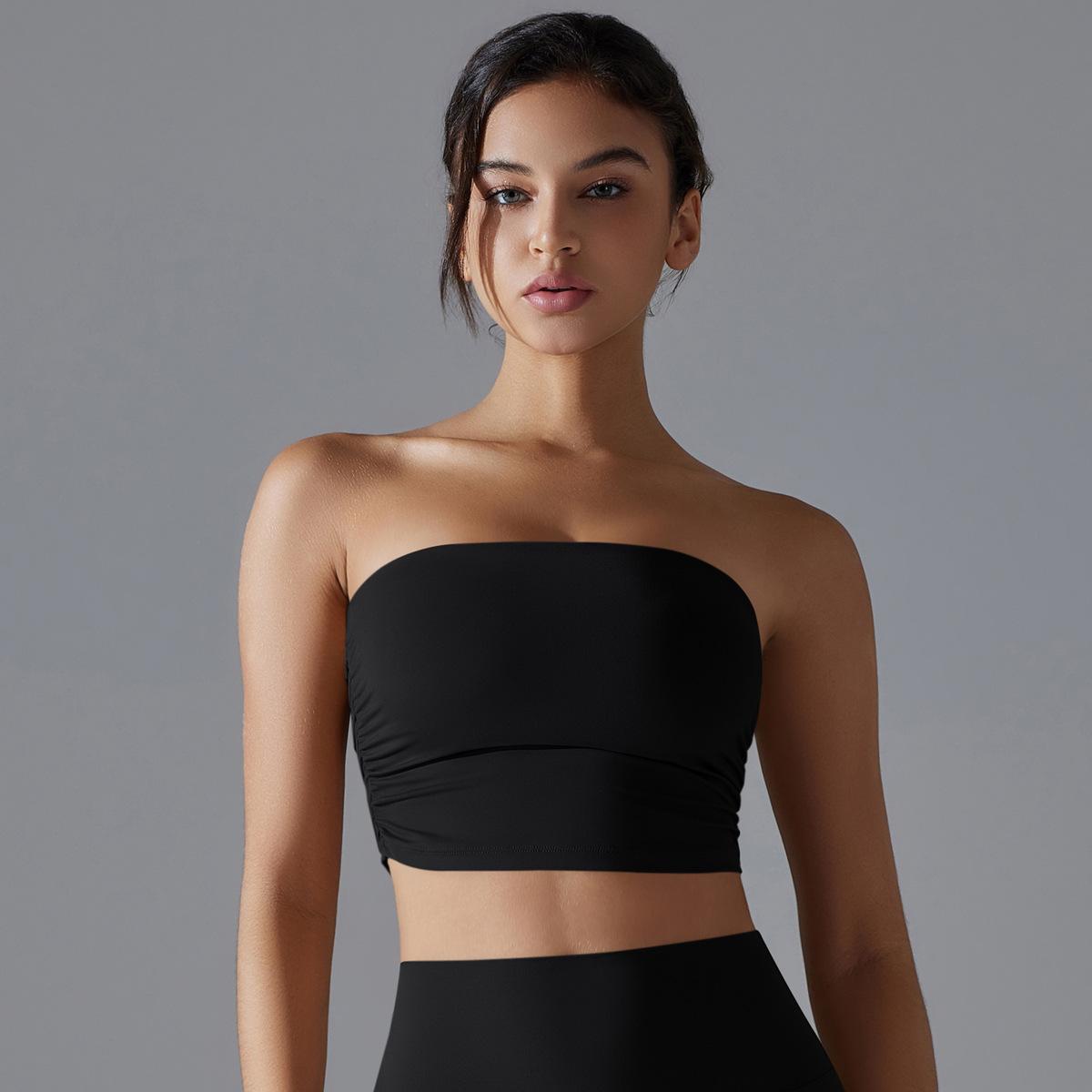 One Piece Nude Feel Sports Underwear Anti Exposure Inner Tube Top Base Workout Top Skinny Yoga Clothes Women