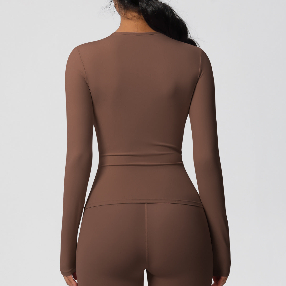 Nude Feel Brushed Slimming Tight High-Strength Running Pilates Daily Workout Clothes Yoga Long Sleeve Women