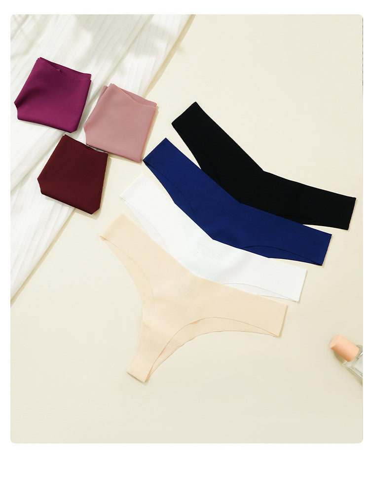 Sports Yoga Sexy V Waist Underwear Women One Piece Low Waist Seamless Underwear Invisible T Shaped Panties Women