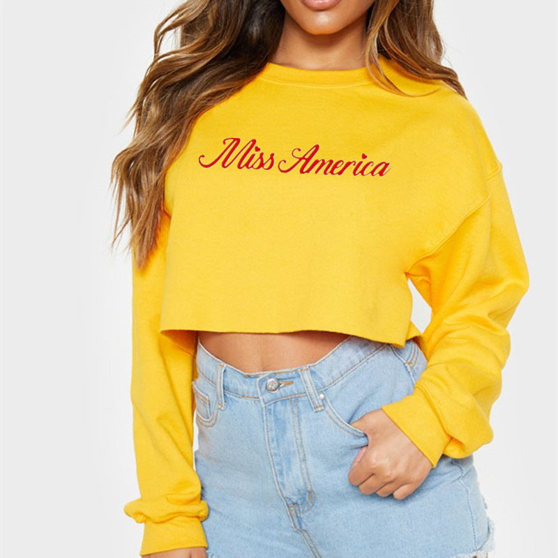 Street Hipster Sexy Women Top Short Long Sleeve Sweatshirt Autumn