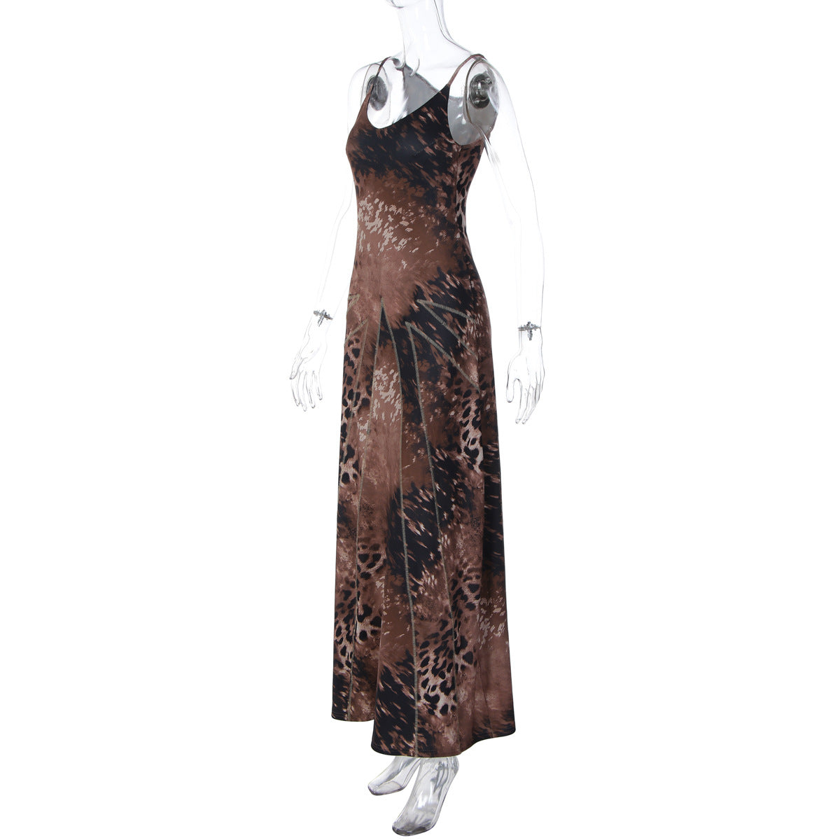 Spring Women Clothes Leopard Print Slim Street Long Tie Dress