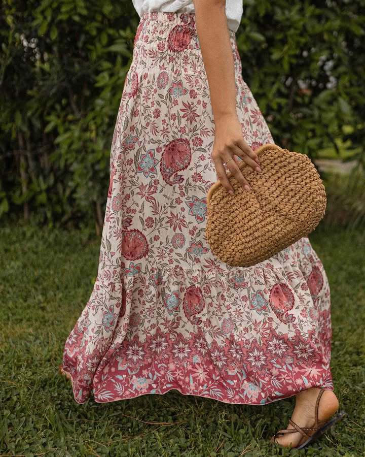 Summer Skirt Bohemian Print Holiday Big Hem Skirt Women