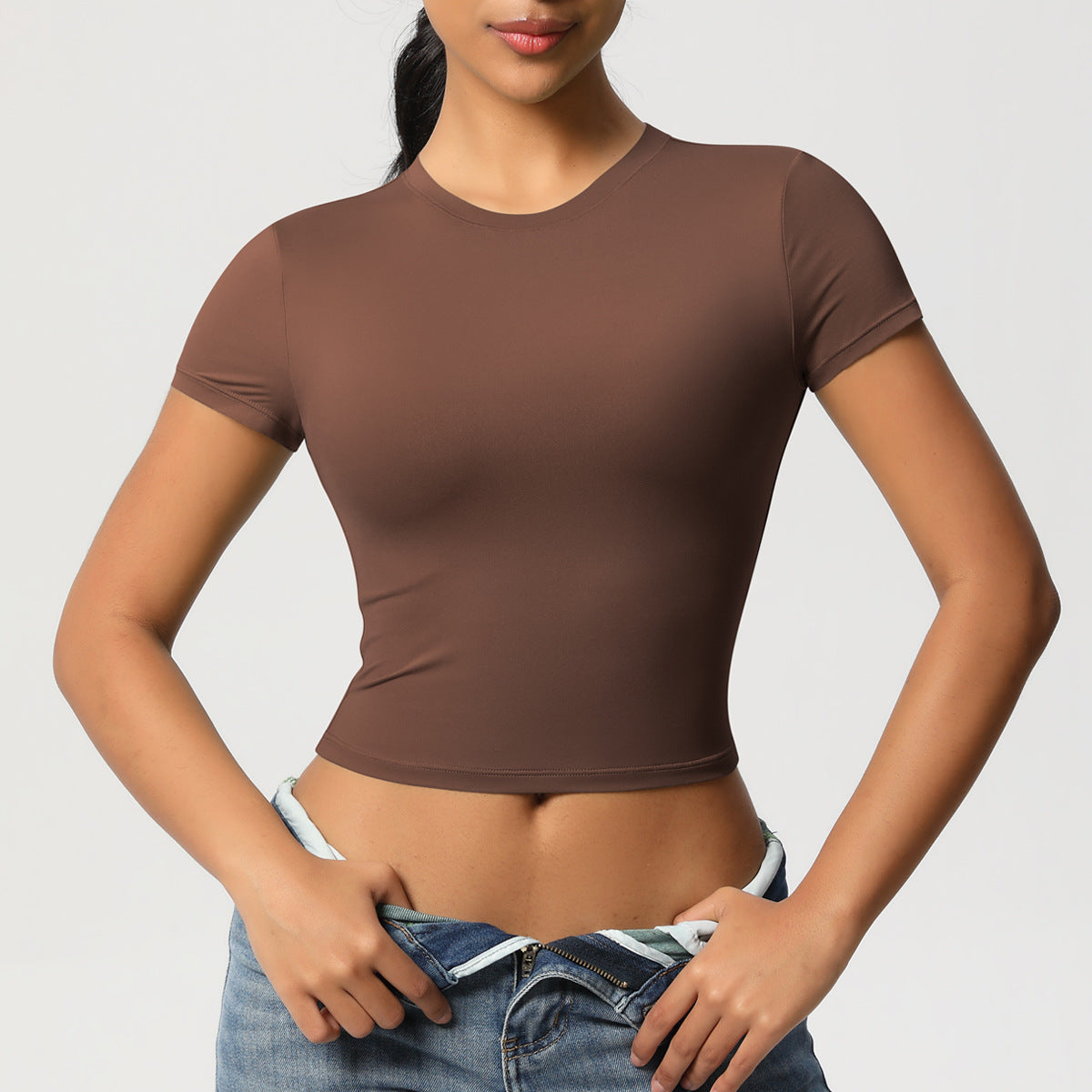 Casual Tight Quick Drying Workout Top Yoga Clothes Running Pilates Sports T shirt Short Sleeve