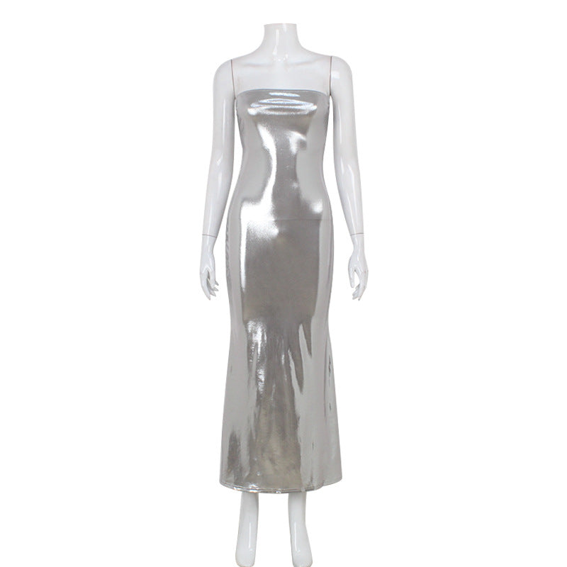 Women Clothing Sexy Tube Top Hip Dress Tight Slimming Sexy Fishtail Dress