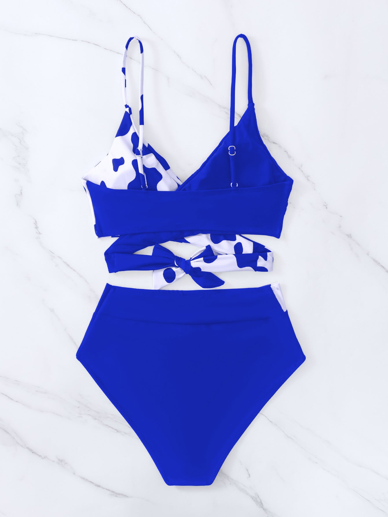 Bikini Printing Tied High Waist Sexy Bikini Split Swimsuit Swimwear