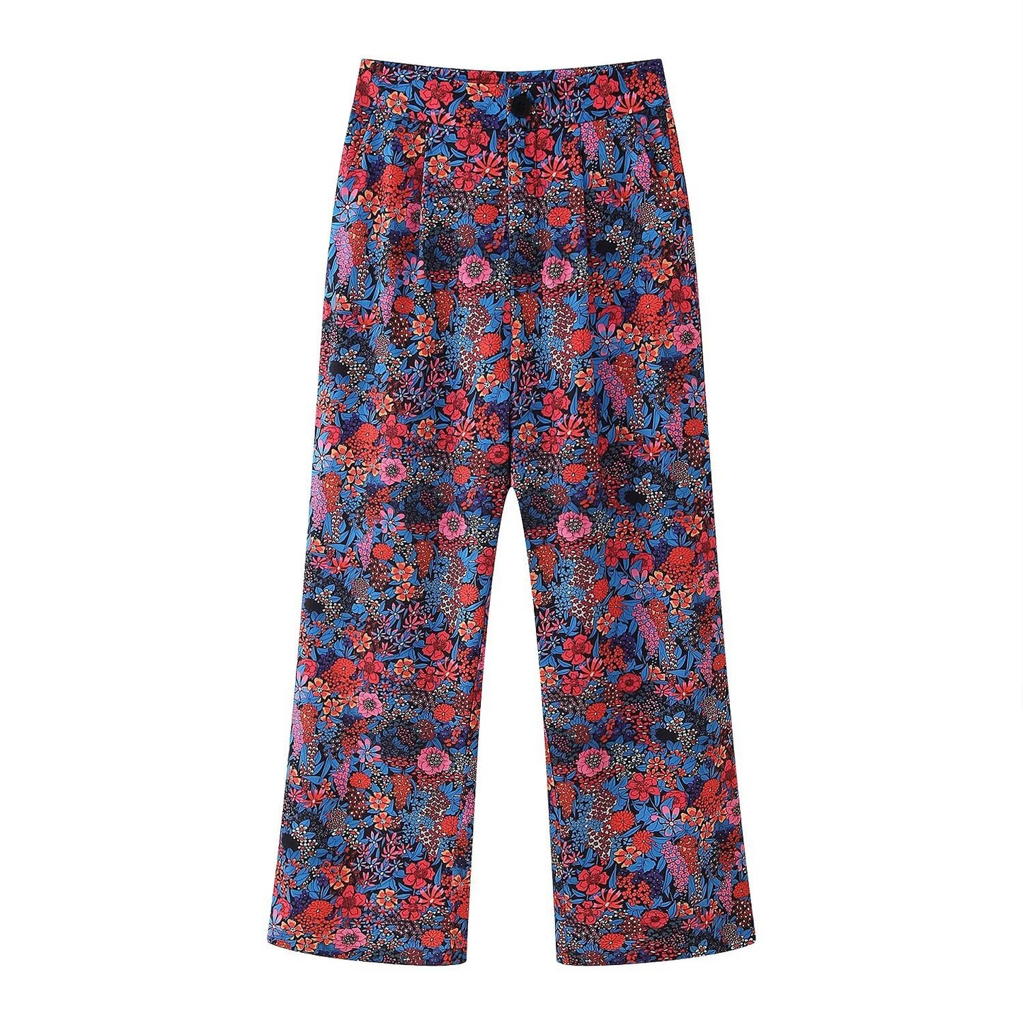 Women Clothing Pastoral Sets Bow Tie Shoulder Floral Puff Sleeve Top Trousers