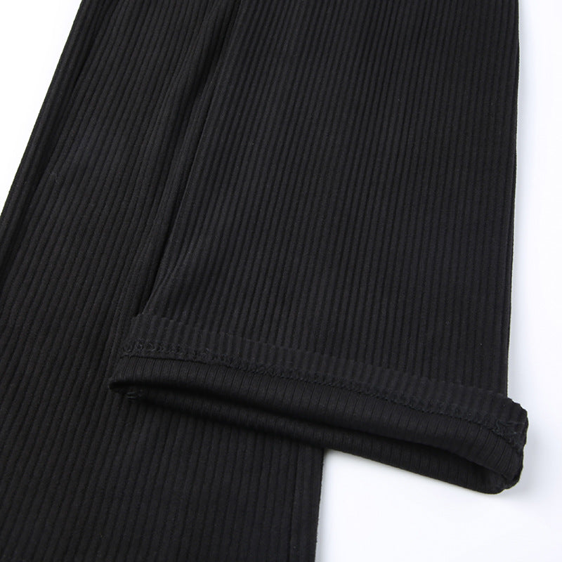 Women Clothing Basic Solid Color Slim Fit Tube Top off Neck Waist Tight Sports Casual Yoga One Piece Trousers